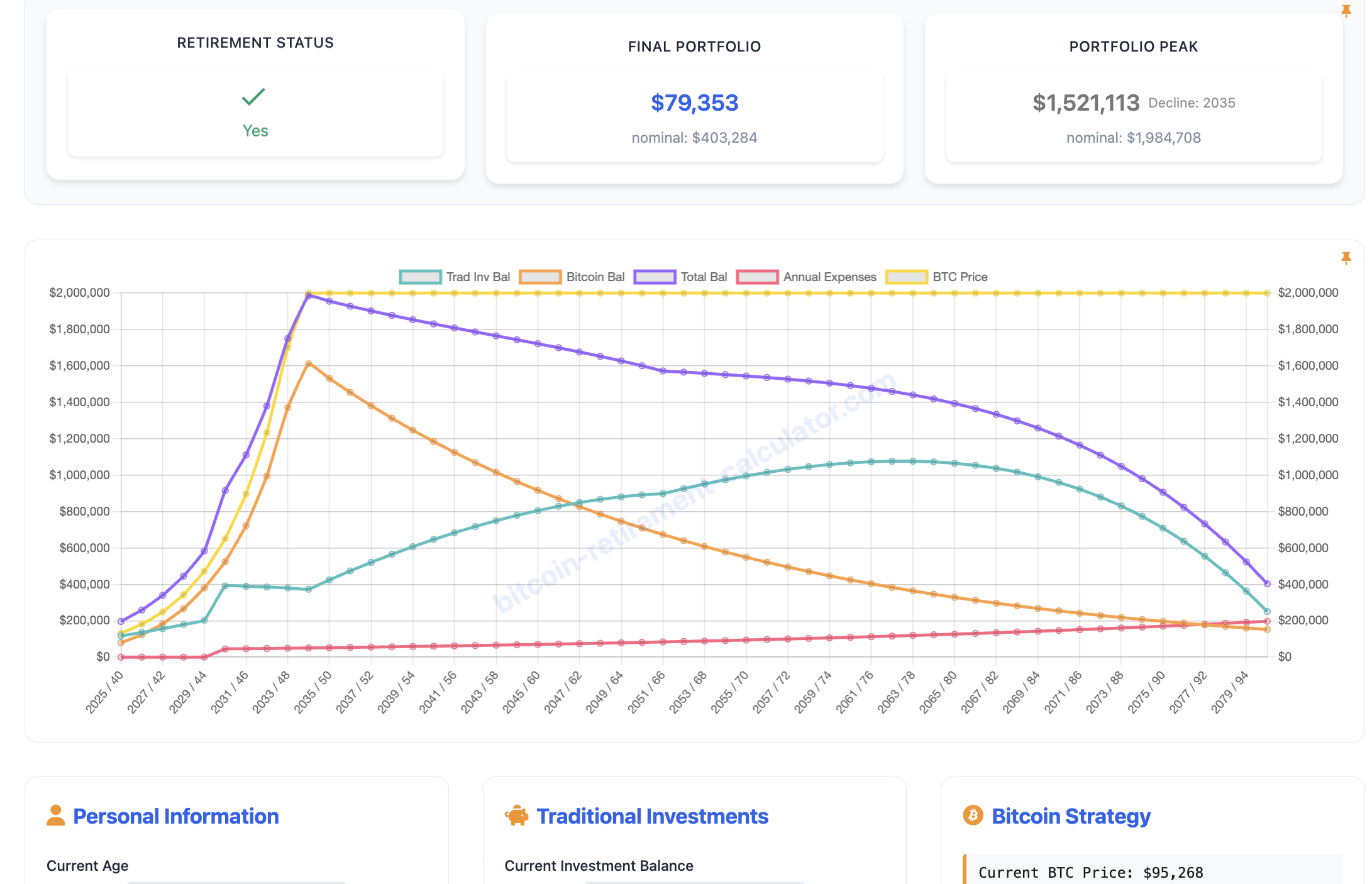 Bitcoin Retirement Calculator