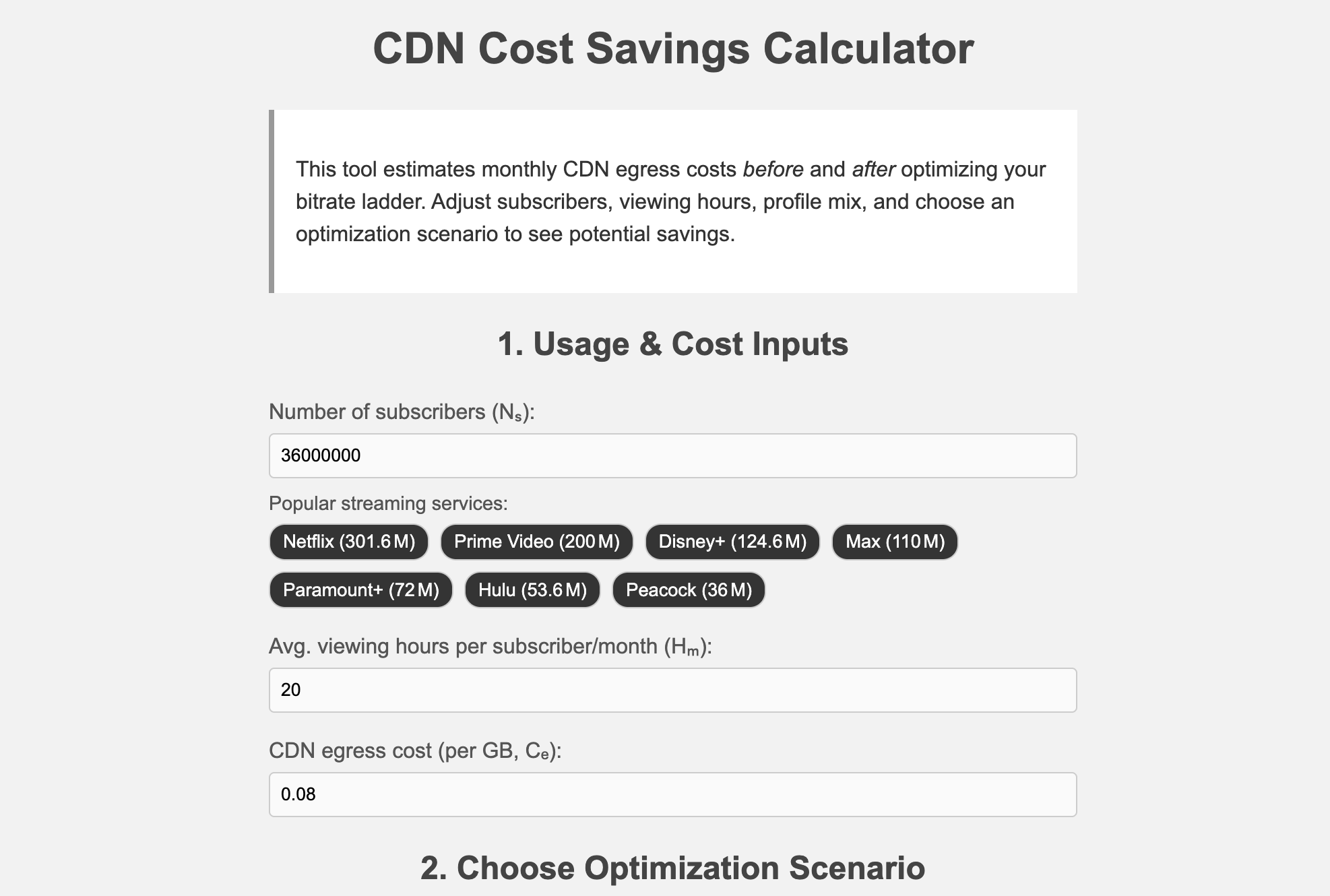 CDN Savings Calculator